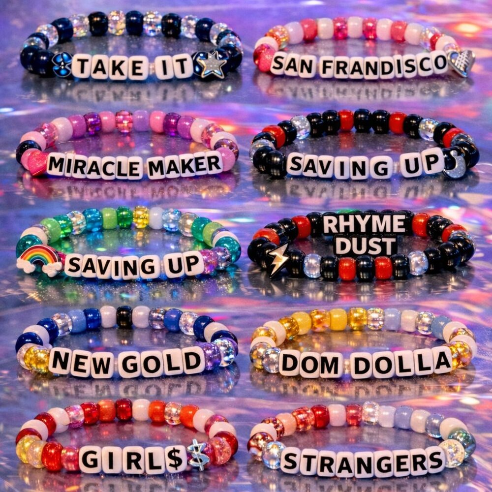 DOM DOLLA | set of 10 Kandi festival / rave beaded bracelets